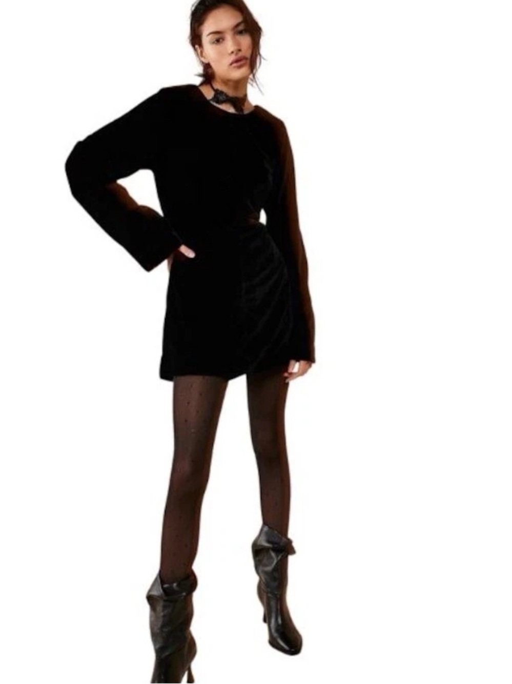 Free People Chelsea Open Back Velvet Mini Dress - Picture 2 of 8